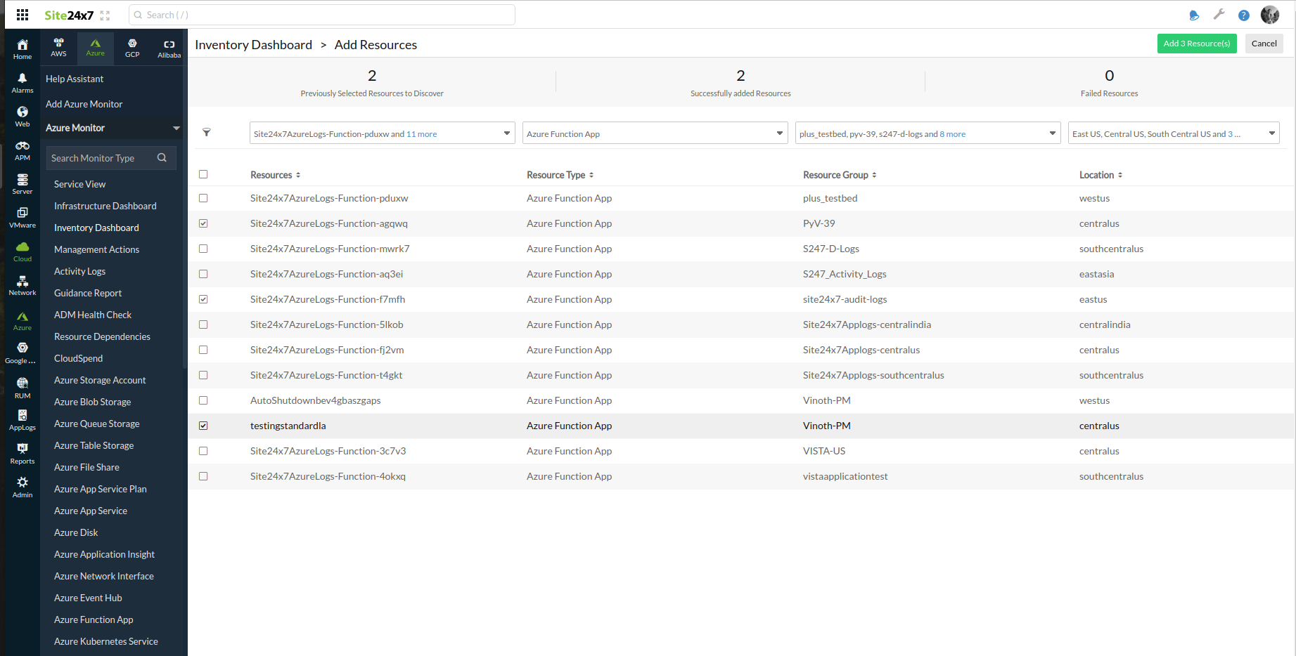 リソースの追加